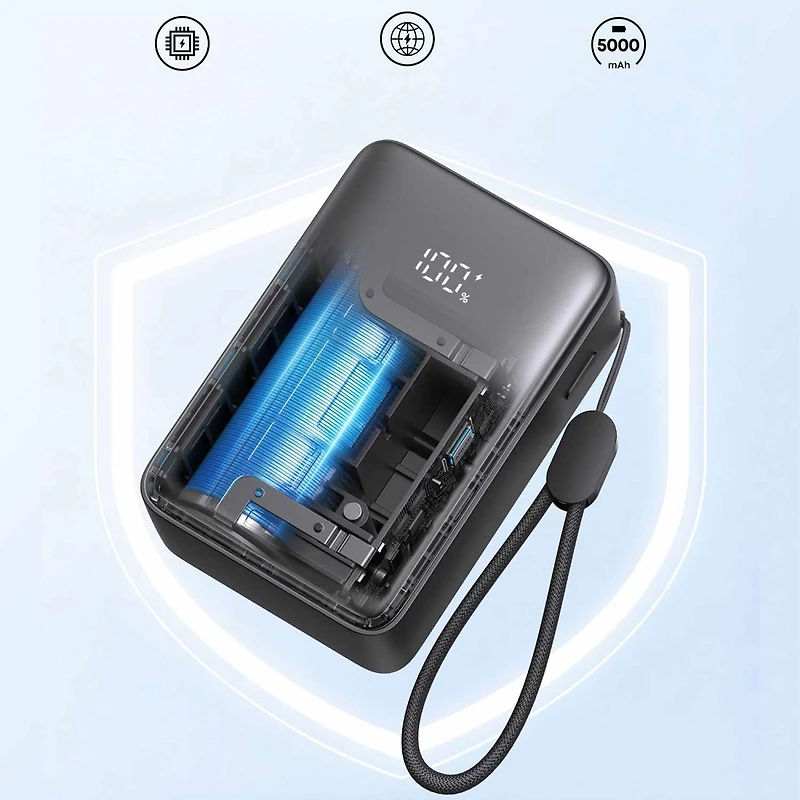 Anker - 5000mAh 22.5W Compact Portable Battery Black
