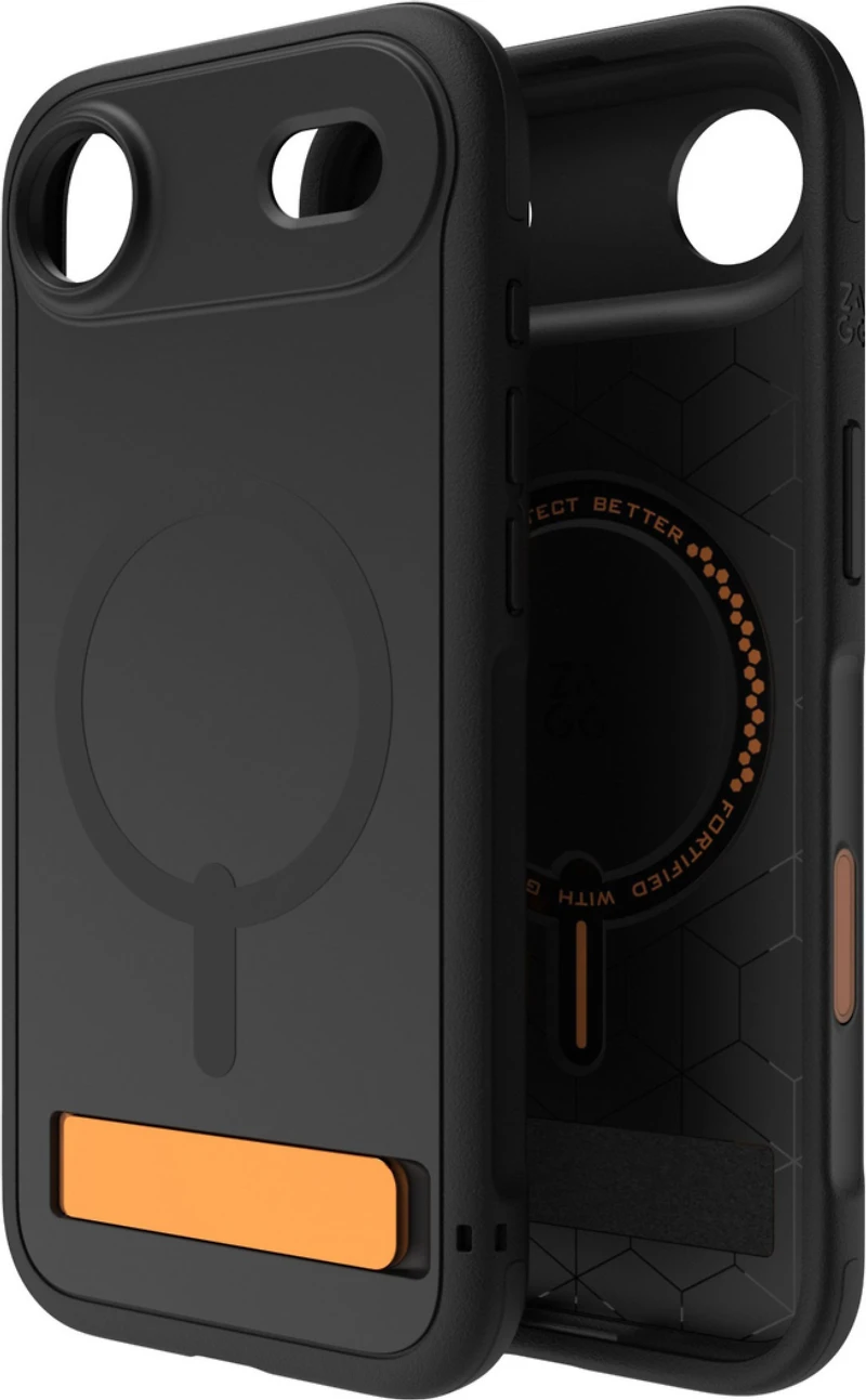 iPhone Air ZAGG Graphene Sedona Snap Kickstand Case - Flood Black/Orange