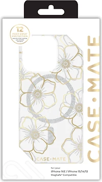 iPhone 16e/15/14/13 Case-Mate Floral Gems MagSafe Case - Gold