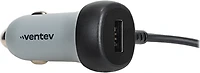 Ventev - 12W USB-A Car Charger with attached 15W USB-C Cord - Dark Gray
