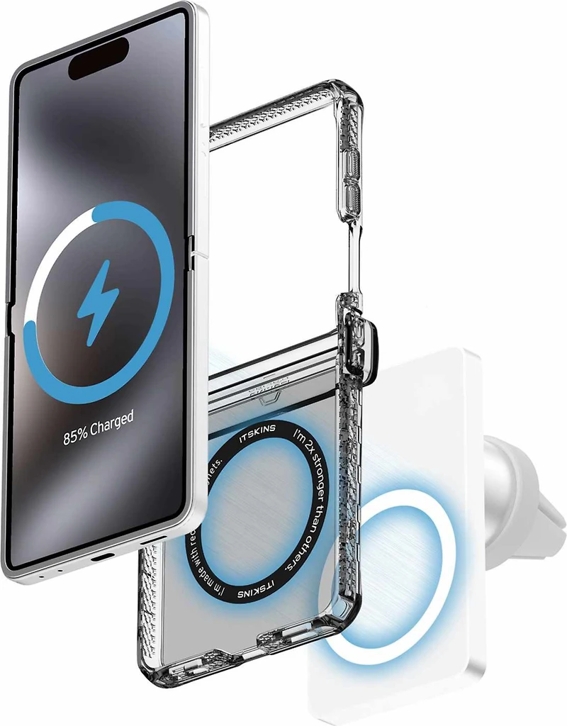 ITSKINS - Hybrid_R Hinge Clear w/Magnets Case Smoke for Samsung Galaxy Z Flip8