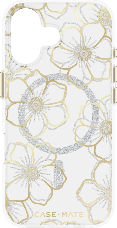 Case-Mate - Floral Gems MagSafe Case for Apple iPhone 17 - Gold