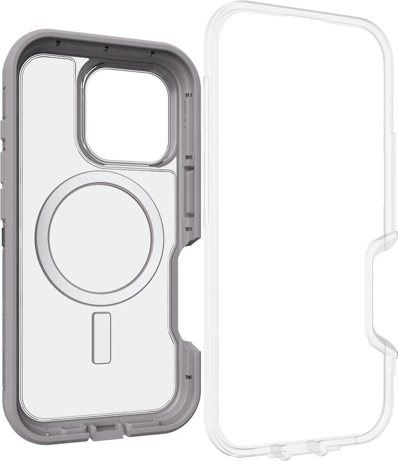 iPhone 16 Pro Otterbox Defender XT Clear Pro w/ MagSafe Series Case - Clear/Grey - Snow Capped