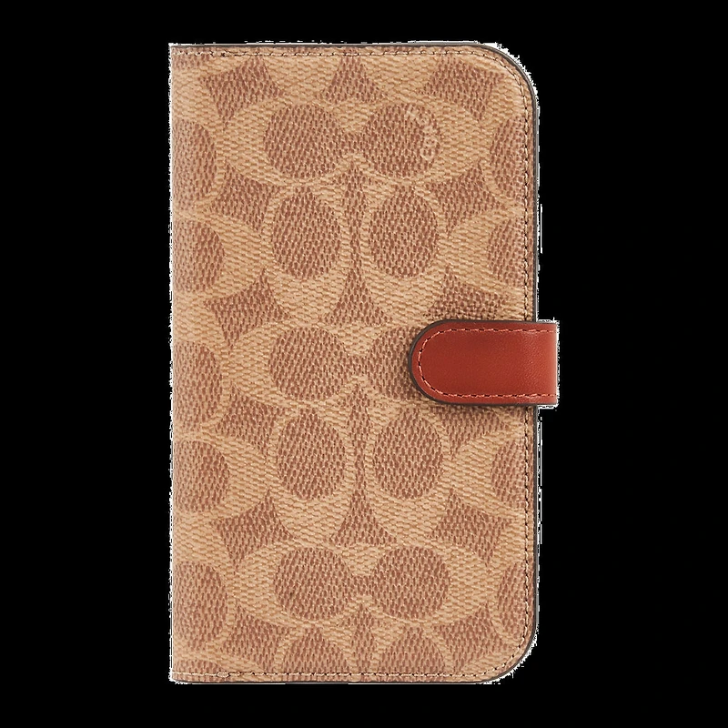 iPhone 15/14/13 Coach Folio Signature C Case - Tan