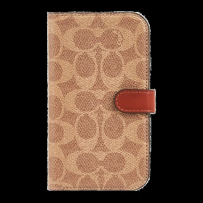 iPhone 15/14/13 Coach Folio Signature C Case - Tan
