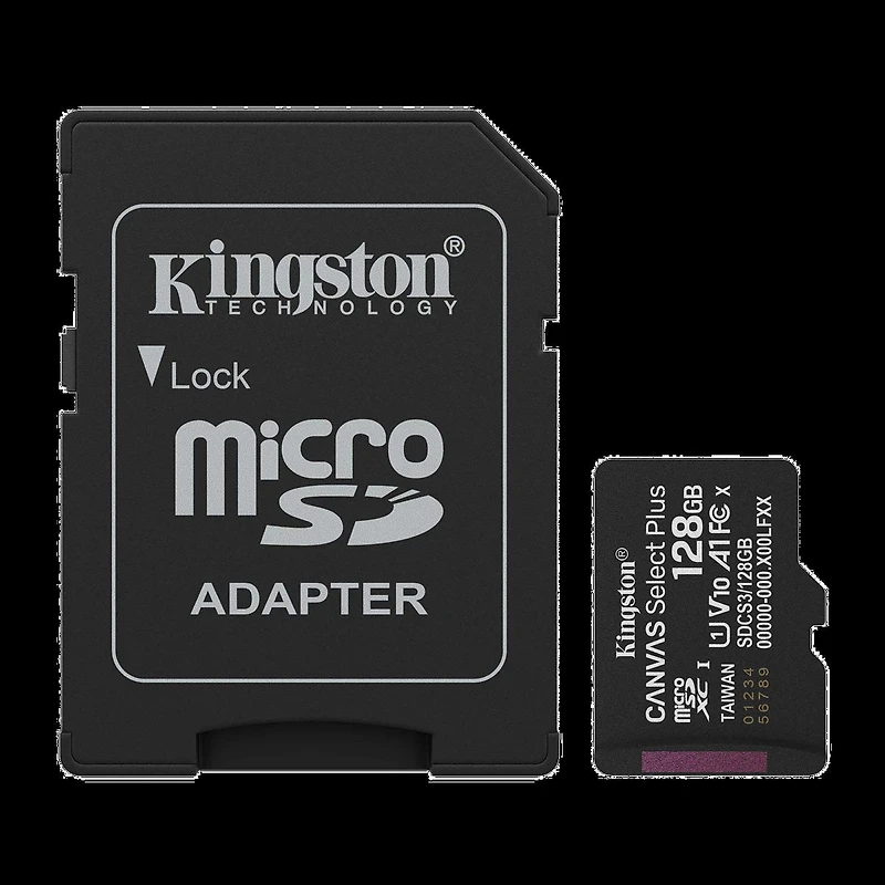 Kingston 128GB microSDXC Canvas Select Plus Gen3 150MB/s A1 Card + Adapter transparent