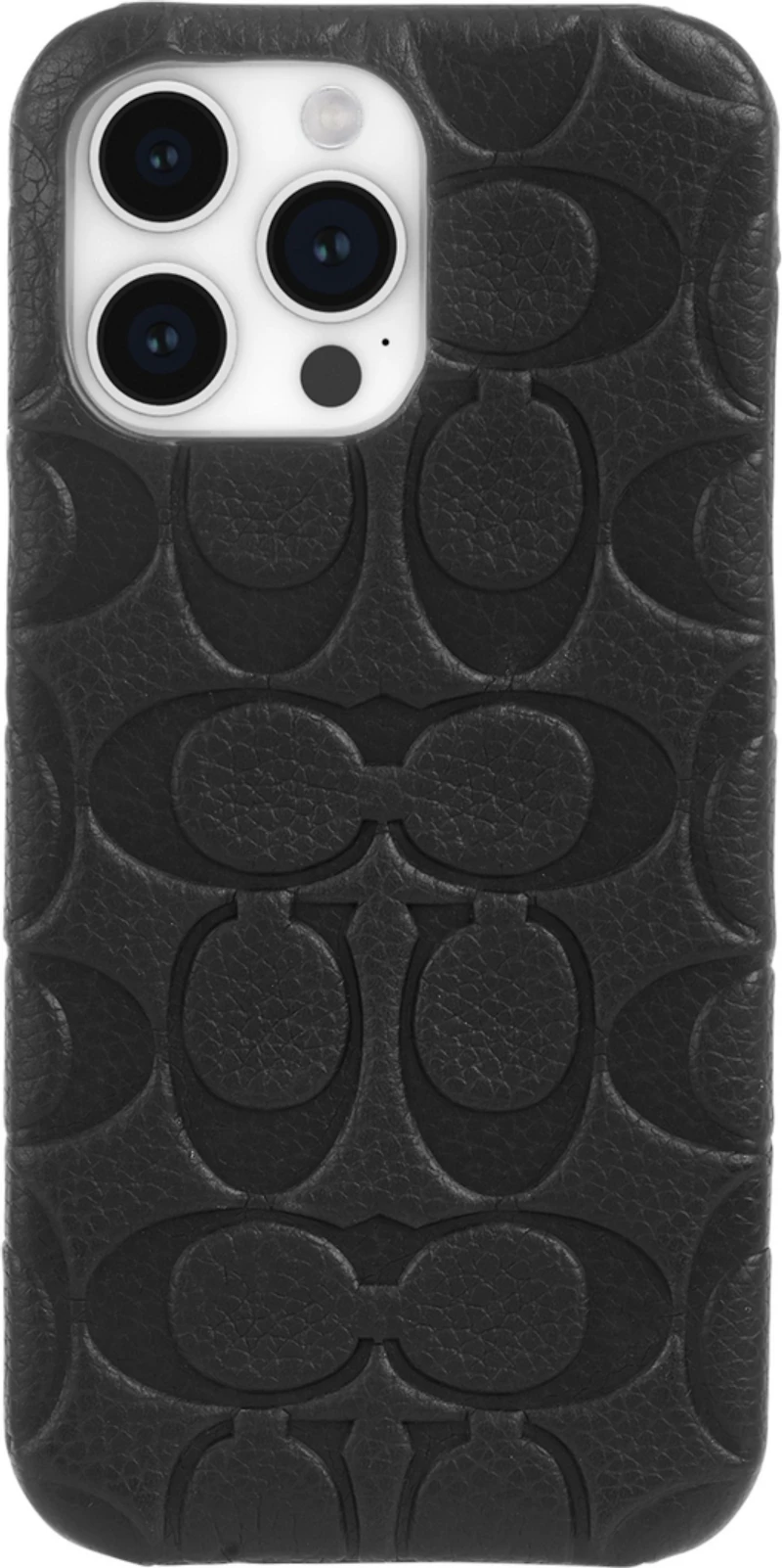 iPhone 15 Pro Max Coach Leather Slim Wrap Signature C Case - Black Emboss