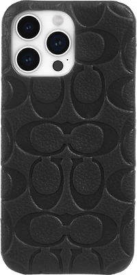 iPhone 15 Pro Max Coach Leather Slim Wrap Signature C Case - Black Emboss