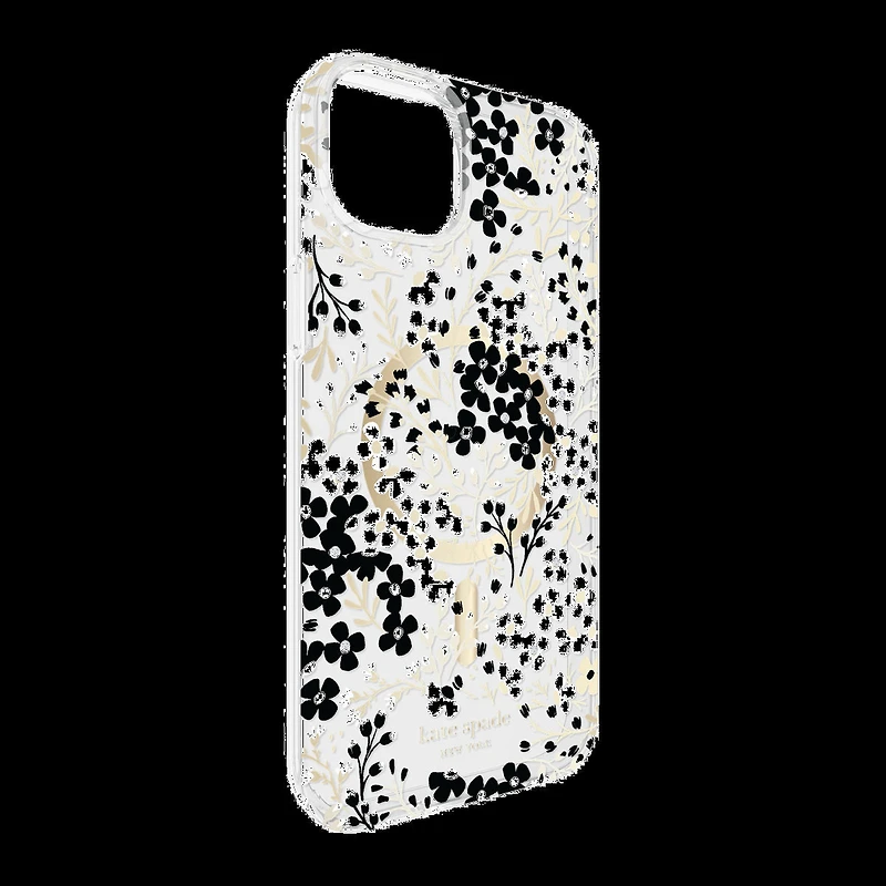 iPhone 15 Plus/14 Plus Kate Spade Protective Hardshell MagSafe Case - Black/White (Multi Floral)