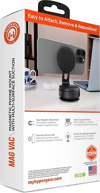HyperGear Mag Vac Magnetic Phone Mount with Vacuum Suction Cup Base clear