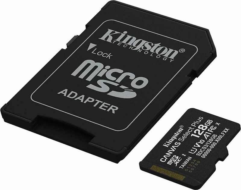 Kingston 128GB microSDXC Canvas Select Plus Gen3 150MB/s A1 Card + Adapter transparent