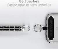 HyperGear TECHcessories Universal Crossbody Phone Strap - Silver Chain Black Vegan Leather