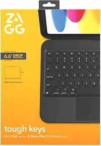 ZAGG - Tough Keys Keyboard and Case Black for iPad 11 2025 (11th Gen)/iPad 10.9 2022 (10th Gen)