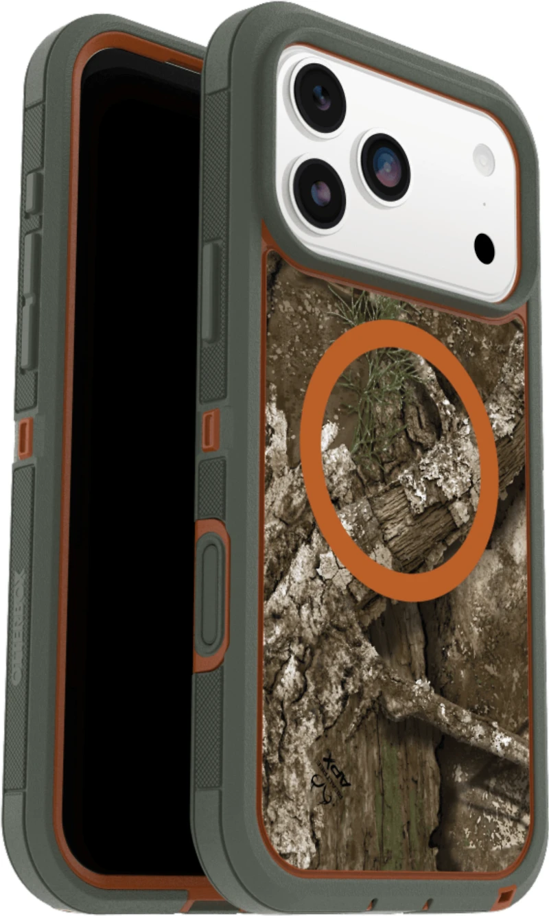 OtterBox 7798437 Étui Defender Pro XT Clear MagSafe avec Contrôle de la Caméra Realtree Apx (Vert) pour iPhone 17 Pro Max