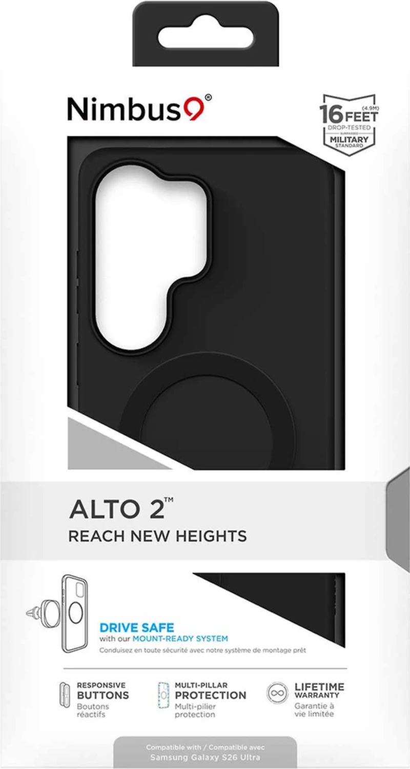 Nimbus9 N9ALMSSAMGS26UBLK Étui Alto 2 avec Magnets Noir pour Samsung Galaxy S26 Ultra