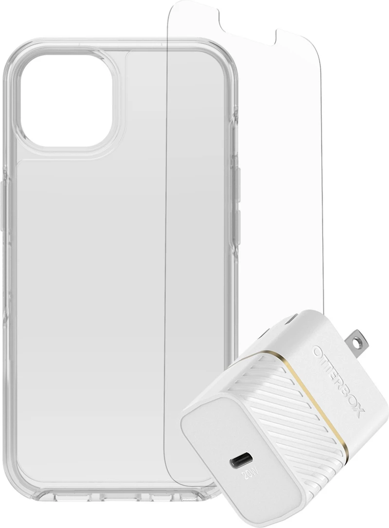 OtterBox - iPhone 13 Symmetry Clear Protection + Power Kit Bundle