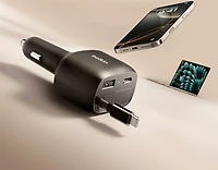 Belkin - BoostCharge Retractable Car Charger 75W Black