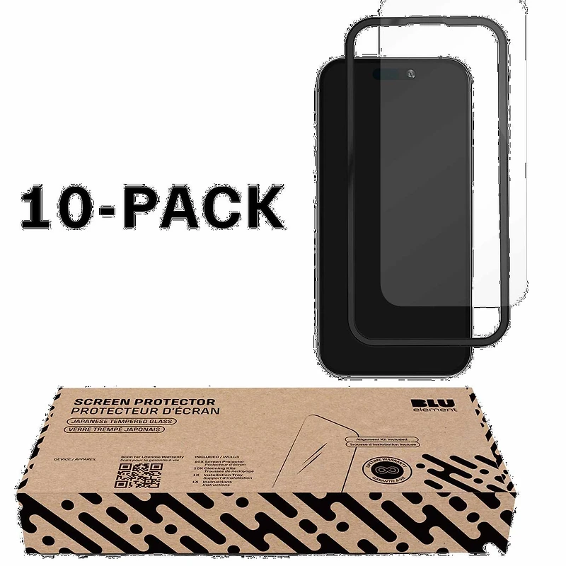 Blu Element BETG10PIP17P Protecteur D'écran en Verre Trempé BULK Pack 10 pour iPhone 17 Pro in Bulk Packaging