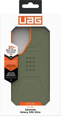 Samsung Galaxy S26 Ultra UAG Civilian w/Magnet Case - Olive Drab/Orange