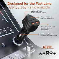 Chargeur de voiture HyperGear SpeedBoost 77 W à double port USB-C et double port USB-A CLA à recharge rapide - Noir