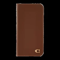 iPhone 16 Pro Coach Leather Folio Case - Hazelnut