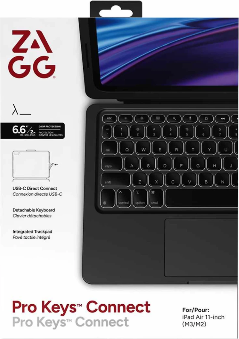 iPad Air 11-in M3/M2 ZAGG Pro Keys Connect Keyboard - Black
