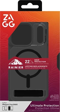ZAGG - Étui Rainier Snap avec béquille pour Apple iPhone 17 Pro - Noir