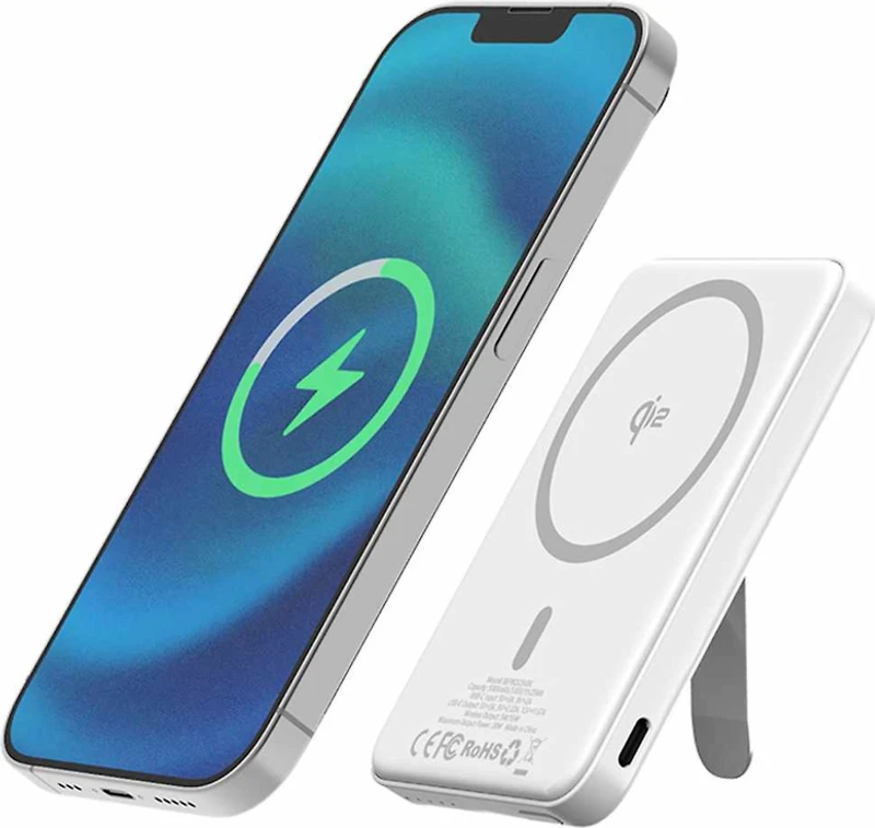Blu Element - Qi2 Wireless Power Bank with Kickstand 5K White