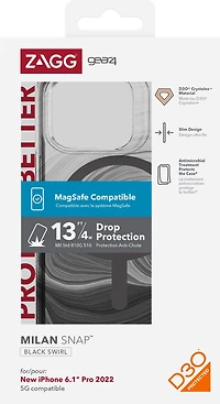 GEAR4 - iPhone 14 Pro Gear4 D3O Milan Snap Case - Black Swirl