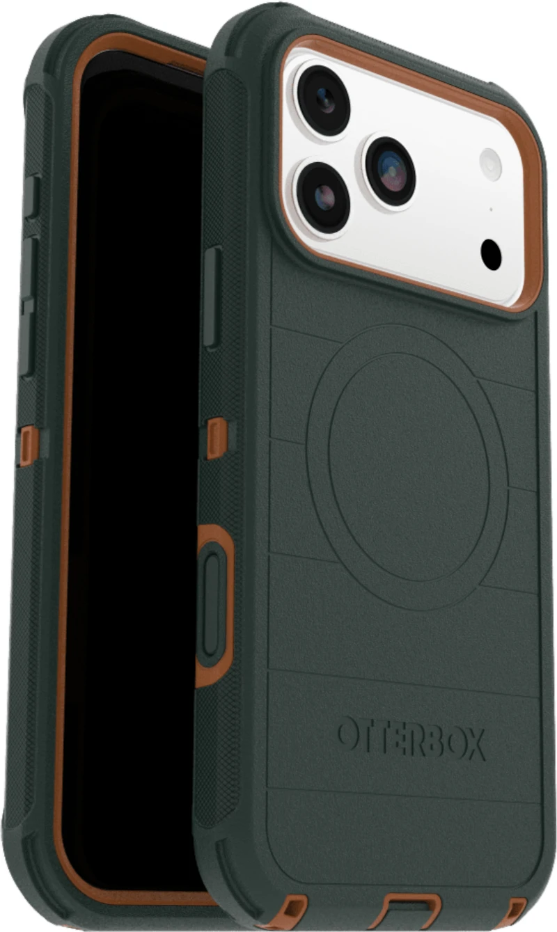 OtterBox 7798436 Étui Defender Pro MagSafe avec Contrôle de la Caméra Coopersmith (Vert) pour iPhone 17 Pro Max