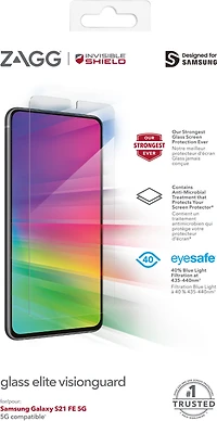 Zagg - Invisibleshield Glass Elite Visionguard Plus Screen Protector Samsung Galaxy S21 FE 5G  - Clear