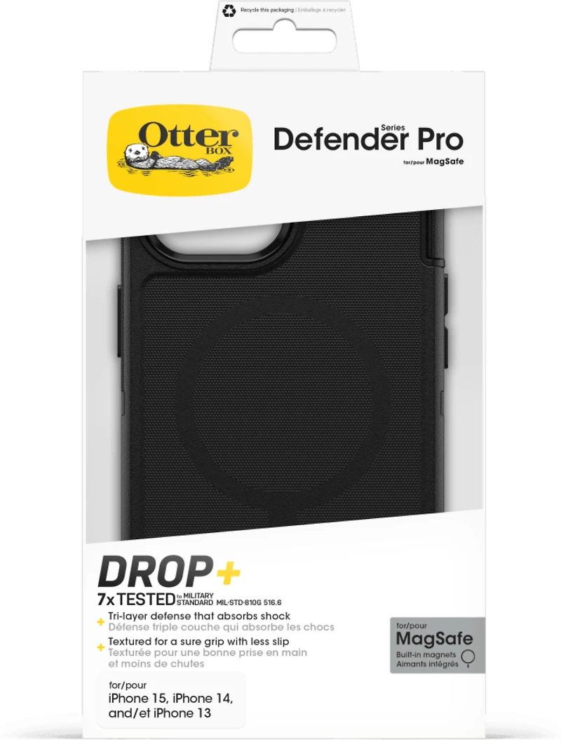 OtterBox - Defender Pro MagSafe Case for Apple iPhone 15 / iPhone 14  / iPhone 13 / IPSE2025 - Black