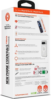 Google Pixel 10 Pro XL/9 Pro XL HyperGear Bundle - 30W Hub, Glass, Case w/ Magsafe