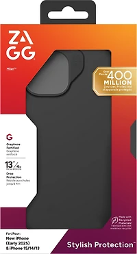iPhone 16e/15/14/13 ZAGG Graphene Milan Case - Black