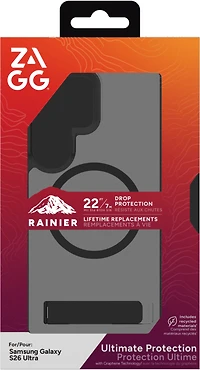 ZAGG - Rainier Snap Case with Kickstand for Samsung Galaxy S26 Ultra - Smoke Black