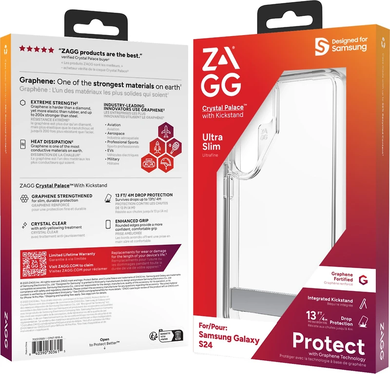Zagg - Crystal Palace Case With Kick Stand For Samsung Galaxy S24 - Clear