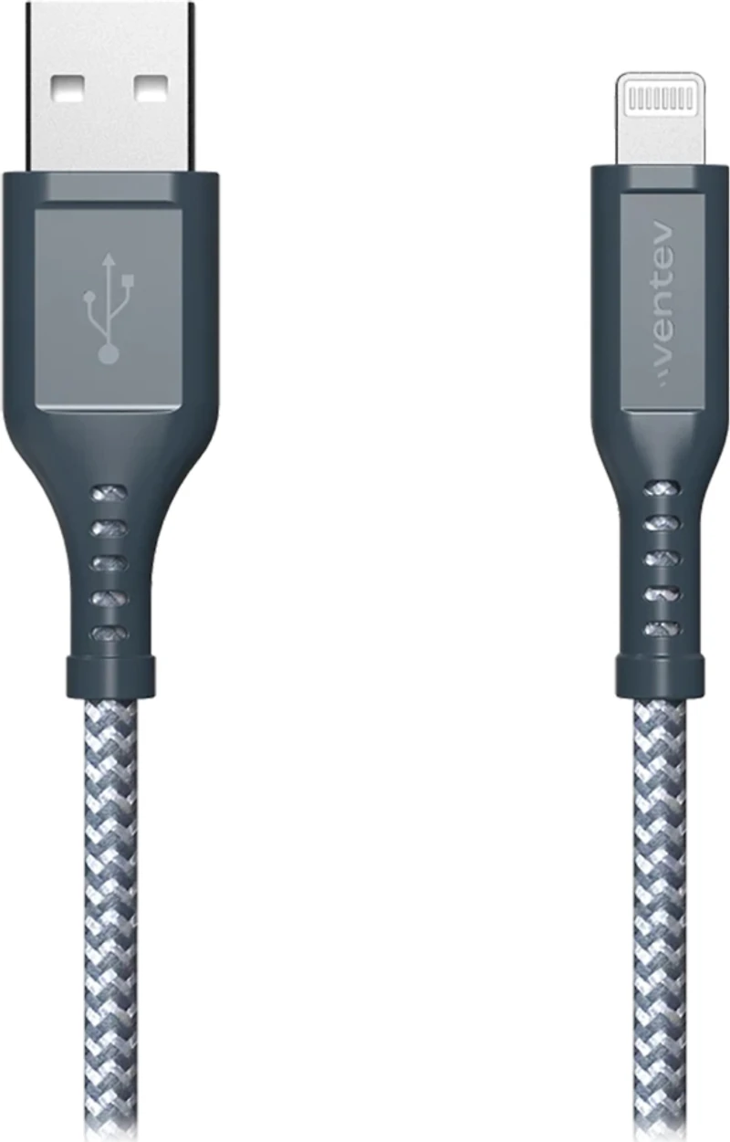 Ventev - High Speed USB A to USB C Braided Cable 6ft - Gray