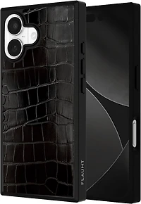 iPhone 17 Pro FLAUNT Square Faux Leather MagSafe Case - Black Crocodile