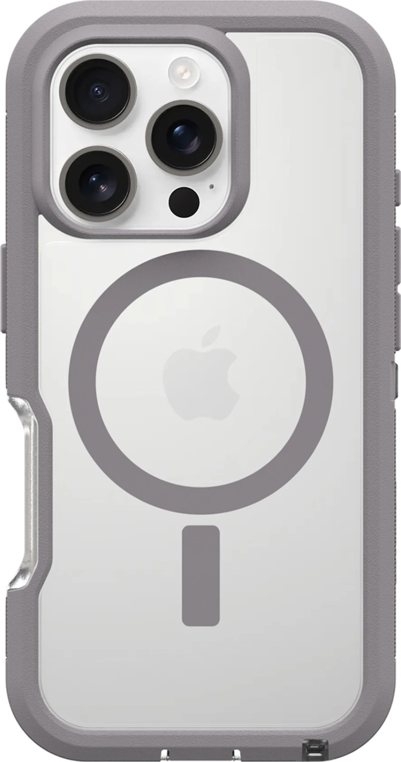 iPhone 16 Pro Otterbox Defender XT Clear Pro w/ MagSafe Series Case - Clear/Grey - Snow Capped