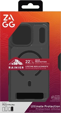 ZAGG - Rainier Snap Case with Kickstand for Apple iPhone 17 Pro Max - Black