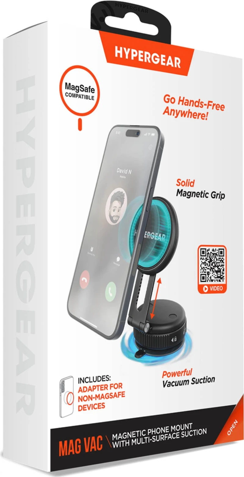 HyperGear Mag Vac Magnetic Phone Mount with Vacuum Suction Cup Base clear