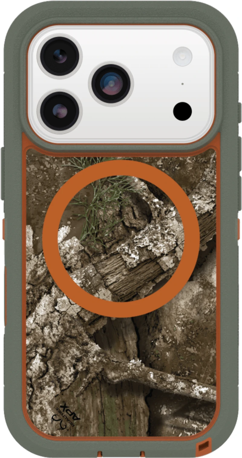 OtterBox 7798428 Étui Defender Pro XT Clear MagSafe avec Contrôle de la CaméraRealtree Apx (Vert) pour iPhone 17 Pro