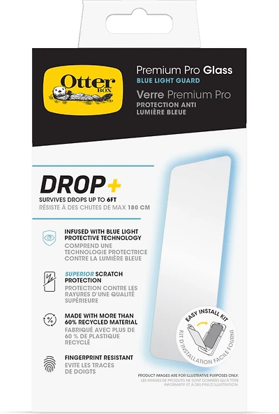OtterBox - Premium Pro Glass Antimicrobial Blue Light Screen Protector for Apple iPhone 16 Pro Max - Clear