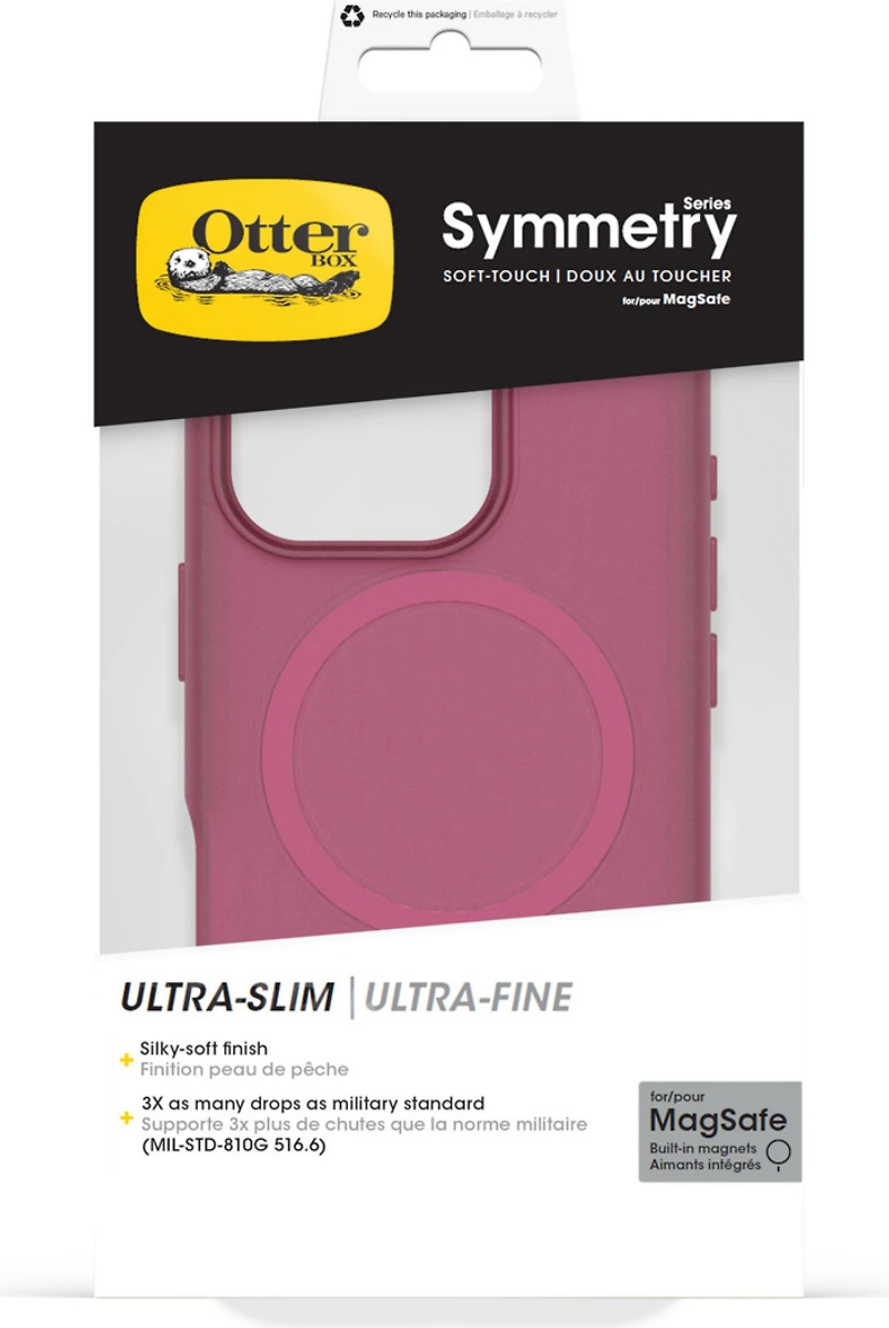 iPhone 16 Pro Otterbox Symmetry Soft Touch w/ MagSafe Series Case - Pink - Glass Heart