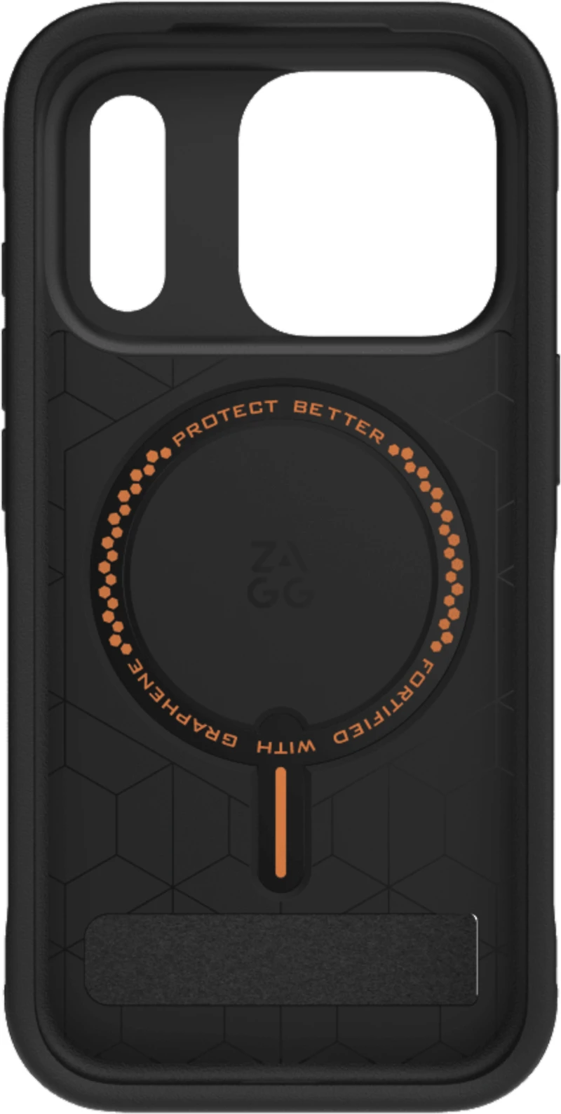 iPhone 17 Pro ZAGG Graphene Sedona Snap Kickstand Case - Flood Black/Orange
