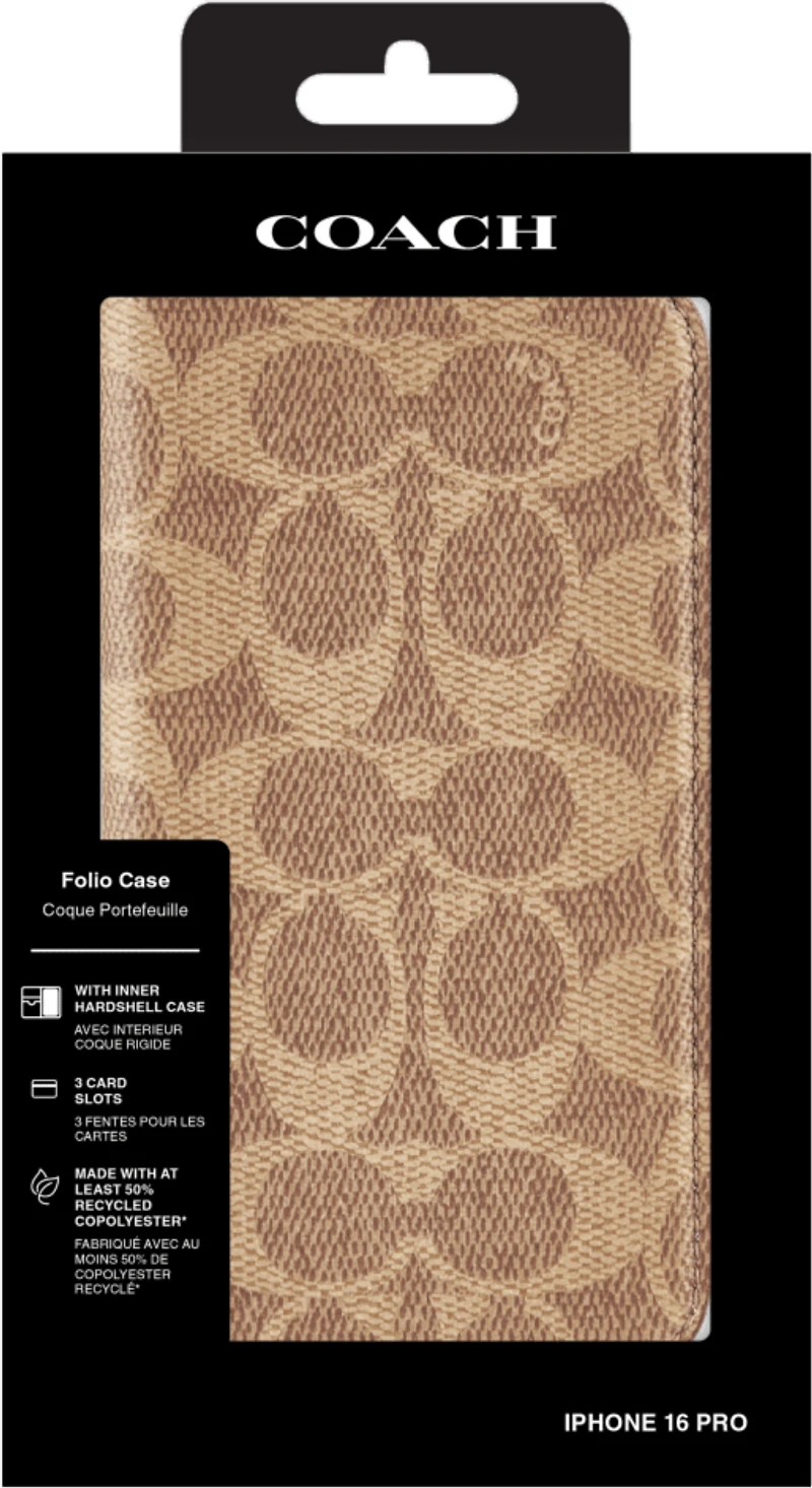 iPhone 16 Pro Coach Folio Signature C Case - Tan