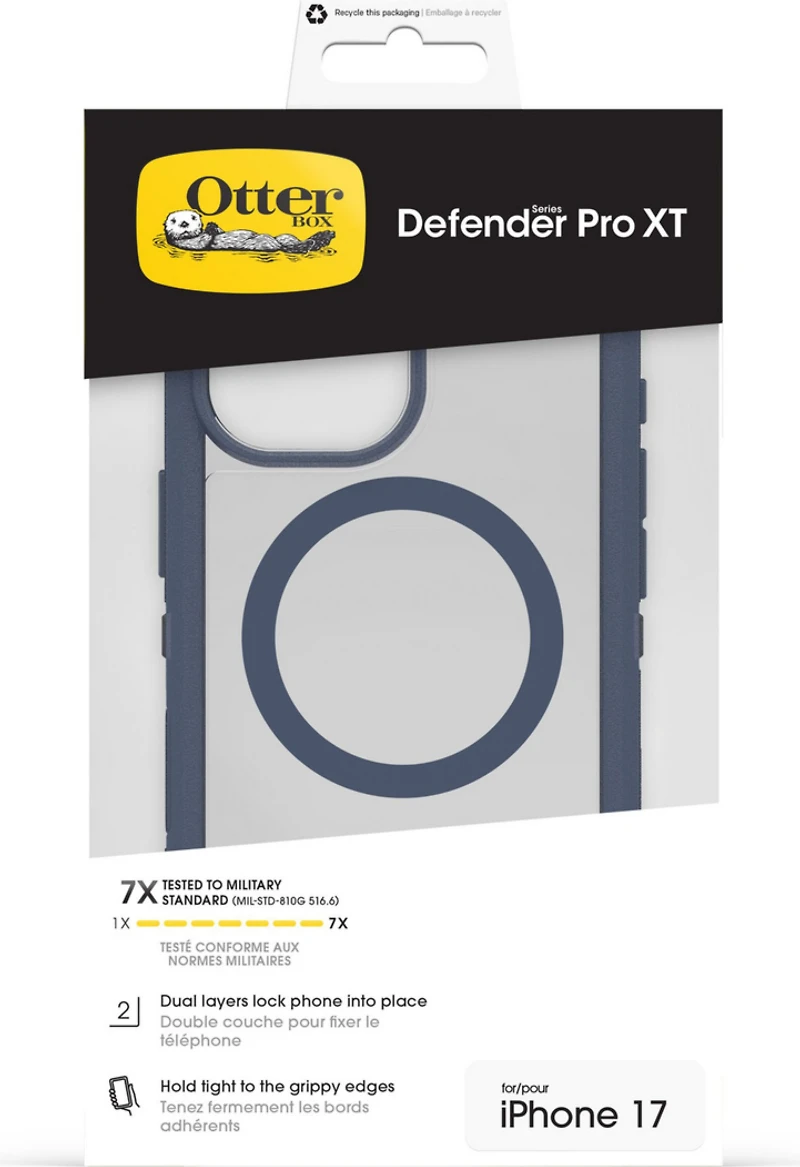 OtterBox 7798438 Étui Defender Pro XT Clear MagSafe avec Contrôle de la Caméra Bootcut (Bleu) pour iPhone 17