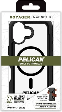 Pelican - Étui MagSafe Voyager avec étui pour Apple iPhone 17 - Noir et transparent