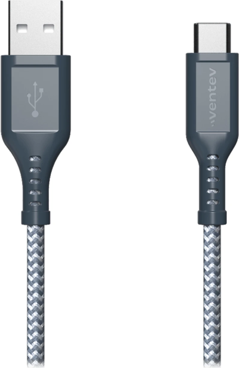 Ventev - High Speed USB A to USB C Braided Cable 6ft - Gray