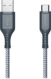 Ventev - High Speed USB A to USB C Braided Cable 6ft - Gray